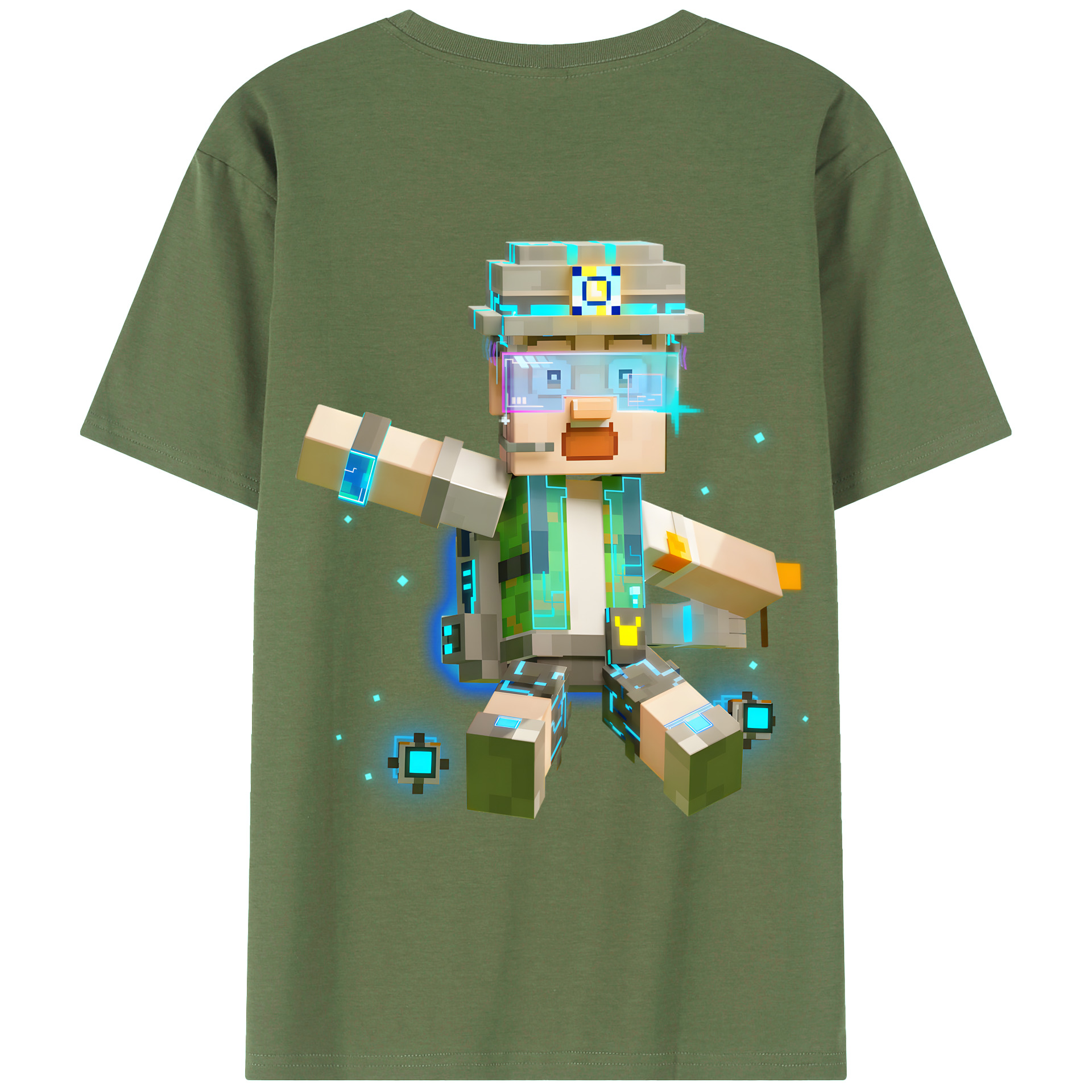 （画像用） マインクラフト ブロックの世界 Minecraft MC Block world 綿100％ メンズ半袖Tシャツ（バックプリント） 通気性